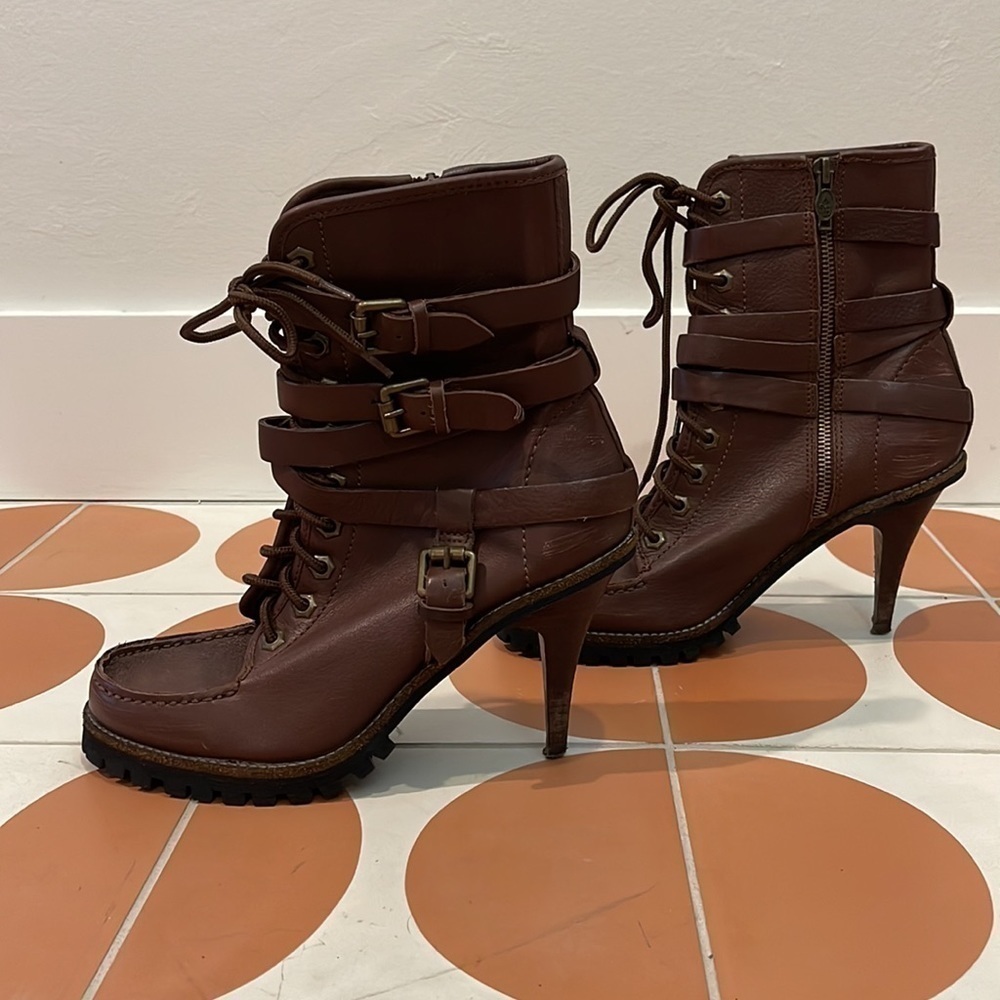 Ash Brown Leather Winona Lug Boot - Picture 3 of 9